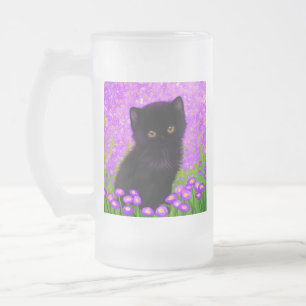 Caneca De Cerveja Vidro Jateado Gustav Klimt Cat