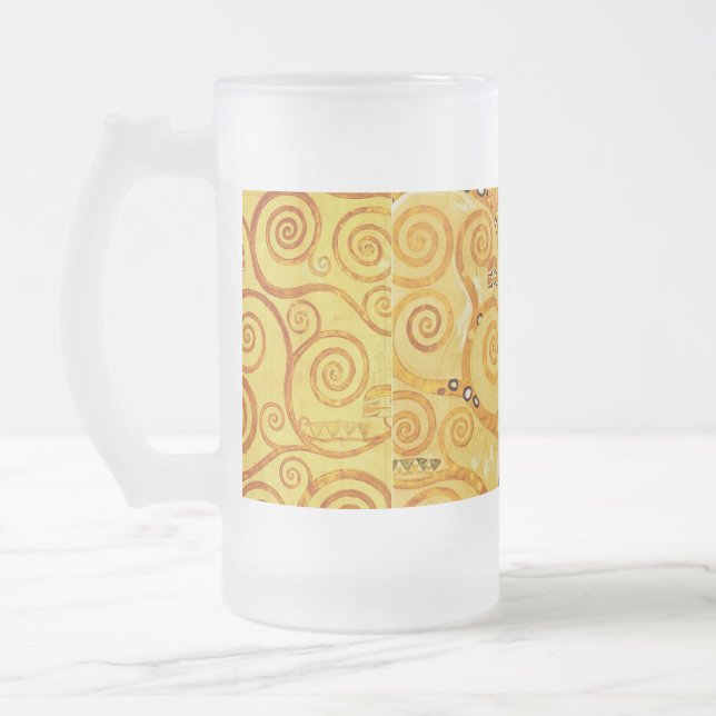 Caneca De Cerveja Vidro Jateado Gustav Klimt Tree of Life: Art Nouveau Symbolista (Esquerda)