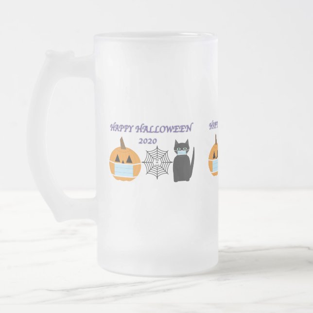 Caneca De Cerveja Vidro Jateado Halloween 2020 (Esquerda)
