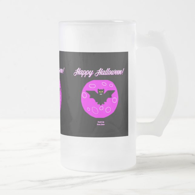 Caneca De Cerveja Vidro Jateado Halloween Bat Large Fosco Vídeo (Direita)