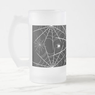 Caneca De Cerveja Vidro Jateado Halloween Spider Web