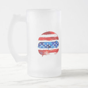 Caneca De Cerveja Vidro Jateado Hamburger América (Pintura Branca No. 2)