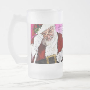 Caneca De Cerveja Vidro Jateado HAMbWG - Grande Mug de Rascunho do Papai Noel