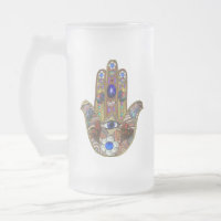 Hamsa Hearts Flowers Opal Art em Dourado