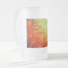 Caneca De Cerveja Vidro Jateado Haze natural: Pato e grua molhados pela chuva