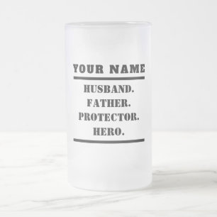Caneca De Cerveja Vidro Jateado Herói personalizado do marido