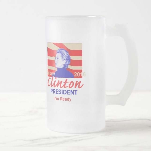 Caneca De Cerveja Vidro Jateado Hillary Clinton 2016 (Direita)