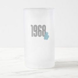 Caneca De Cerveja Vidro Jateado Hippie Peace Sign Flower Power Aqua 1968