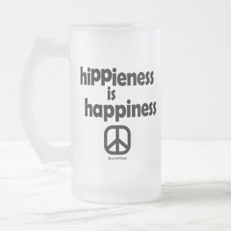 Caneca De Cerveja Vidro Jateado Hippiedade é felicidade