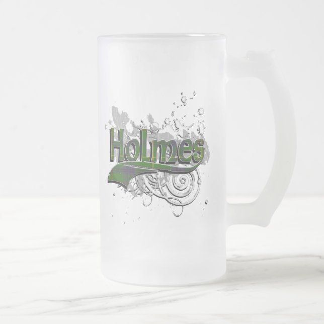 Caneca De Cerveja Vidro Jateado Holmes Tartan Grunge (Direita)