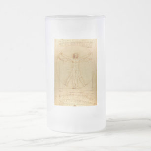 Caneca De Cerveja Vidro Jateado Homem Vitruviano por Leonardo Da Vinci