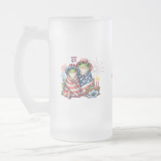 Caneca De Cerveja Vidro Jateado "Hoppy" 4 de julho Sapo de Design do Dia da Indepe