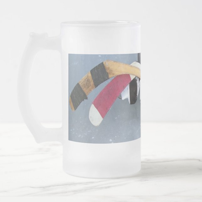 Caneca De Cerveja Vidro Jateado Hóquei (Esquerda)