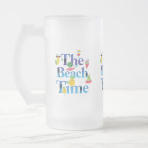Caneca De Cerveja Vidro Jateado Hora da Praia