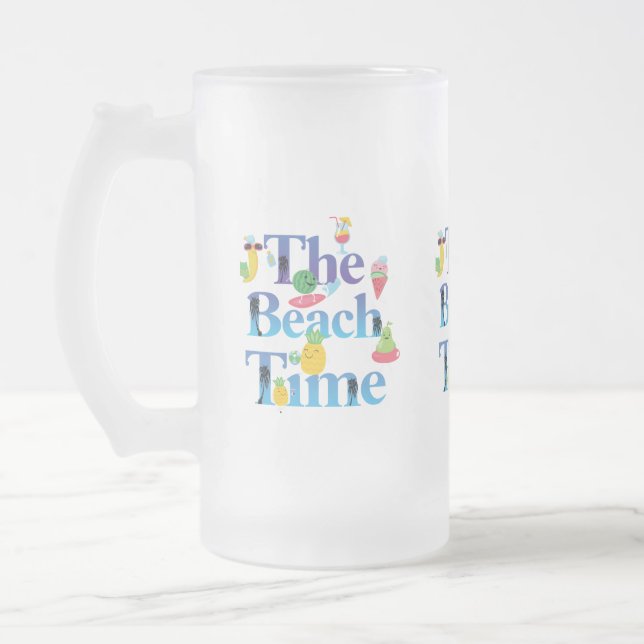 Caneca De Cerveja Vidro Jateado Hora da Praia (Esquerda)