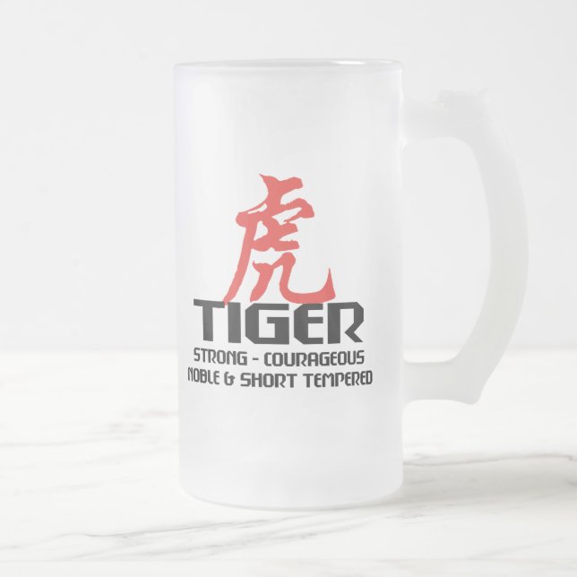 Caneca De Cerveja Vidro Jateado Horóscopo chinês do ano do nascimento do tigre (Direita)