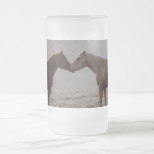 Caneca De Cerveja Vidro Jateado Horse Love Fosco Mug
