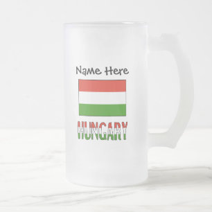 Caneca De Cerveja Vidro Jateado Hungria e Bandeira Húngara Personalizados