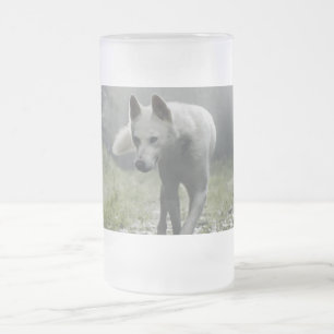 Caneca De Cerveja Vidro Jateado Husky Siberiano Branco