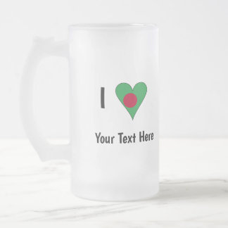 Caneca De Cerveja Vidro Jateado I (Bangladesh Flag Heart Love) Personalizado