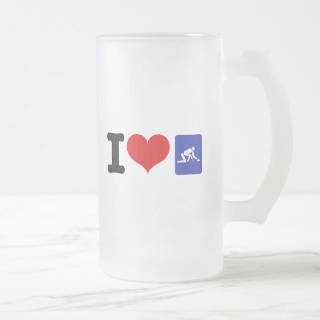 Caneca De Cerveja Vidro Jateado I Heart Curling (Direita)