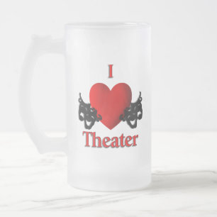 Caneca De Cerveja Vidro Jateado I Heart Theater