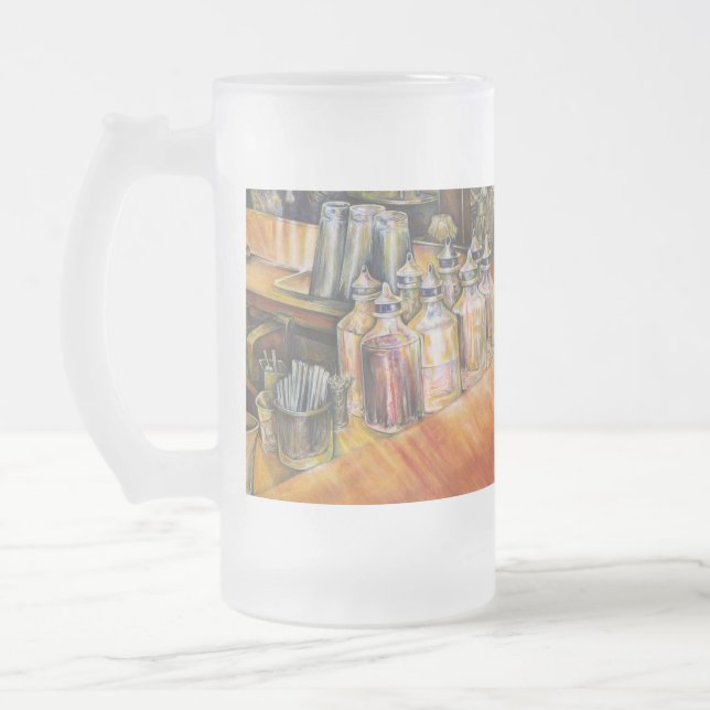 Caneca De Cerveja Vidro Jateado Ideografia da luz Ouro (Esquerda)