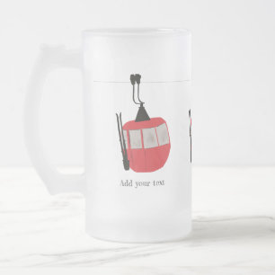 Caneca De Cerveja Vidro Jateado Ilustração da Montanha da Neve do Esqui Retro Ski