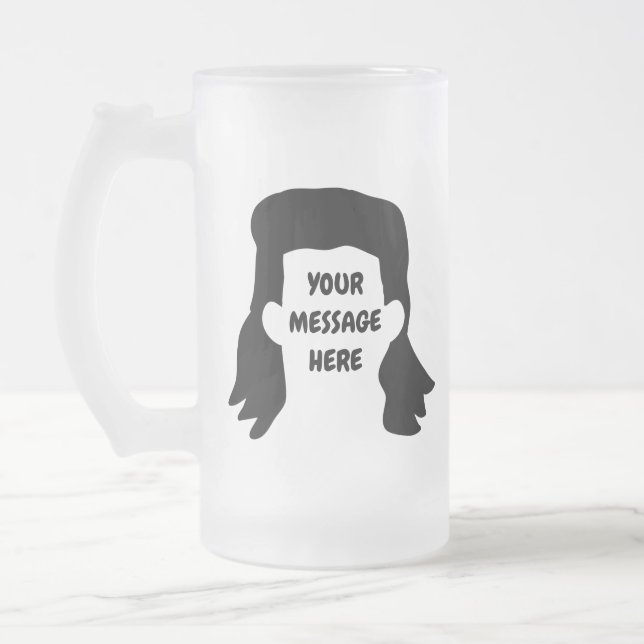 Caneca De Cerveja Vidro Jateado Ilustração de Mullet Engraçado de Mensagem Persona (Esquerda)