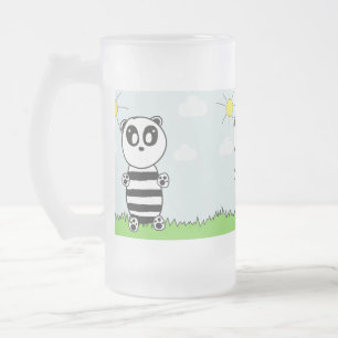 Caneca De Cerveja Vidro Jateado Ilustração de Panda Fofo
