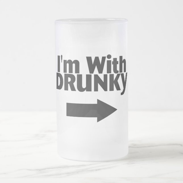 Caneca De Cerveja Vidro Jateado Im com Drunky (Centro)