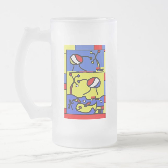 Caneca De Cerveja Vidro Jateado Imagem com peixes da arte moderna (Esquerda)