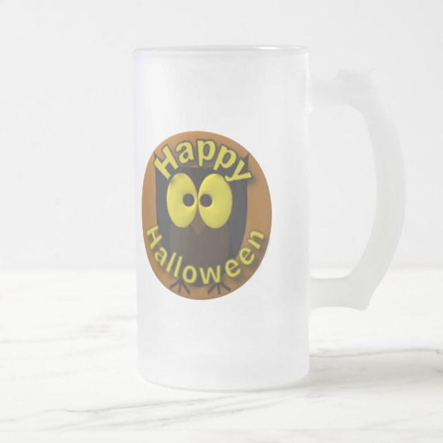 Caneca De Cerveja Vidro Jateado Imagem de Coruja (Direita)