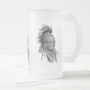 Caneca De Cerveja Vidro Jateado Índio americano