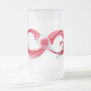 Caneca De Cerveja Vidro Jateado Infinidade com vinho tinto