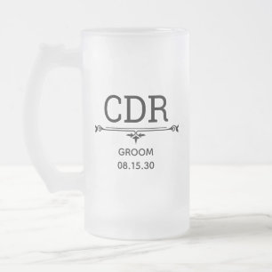 Caneca De Cerveja Vidro Jateado Iniciais do Noivo