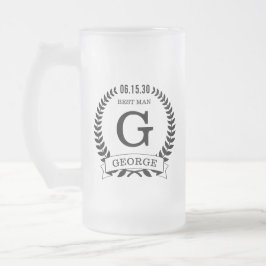 Caneca De Cerveja Vidro Jateado Iniciais do Padrinho