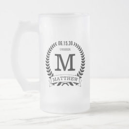 Caneca De Cerveja Vidro Jateado Iniciais do Usher