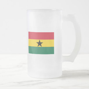 Caneca De Cerveja Vidro Jateado International da BANDEIRA de Ghana