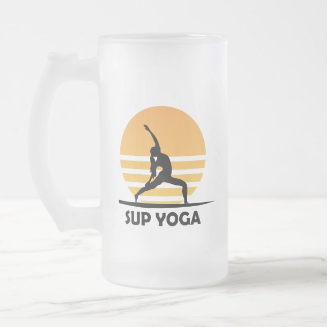 Caneca De Cerveja Vidro Jateado Ioga SUP Passa Para Cima (Esquerda)