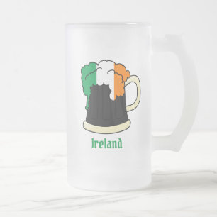 Caneca De Cerveja Vidro Jateado Irish Flag Beer