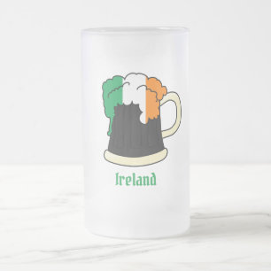 Caneca De Cerveja Vidro Jateado Irish Flag Beer
