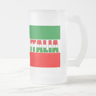 Caneca De Cerveja Vidro Jateado Italia-Bandeira de Italia