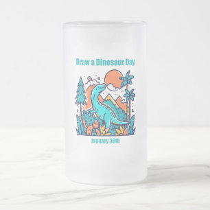Caneca De Cerveja Vidro Jateado Jan 30 - Desenhar a Dinossauro