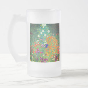 Caneca De Cerveja Vidro Jateado Jardim Flor Gustav Klimt