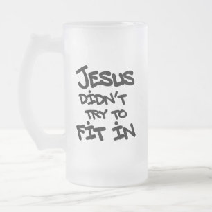 Caneca De Cerveja Vidro Jateado Jesus Não Tentou Se Encaixar Graffiti Grunge Engra
