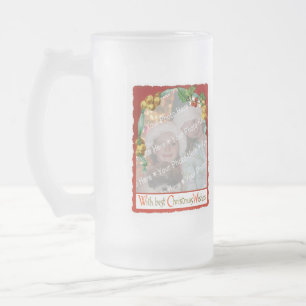 Caneca De Cerveja Vidro Jateado Jingle Bells Natal Deseja Quadro Adicional-A-Foto