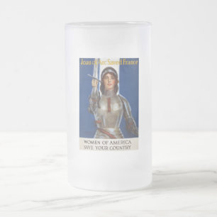 Caneca De Cerveja Vidro Jateado Joana d'Arc Heroína Francesa, Donzela de Orleans C