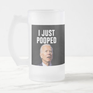CANECA DE CERVEJA VIDRO JATEADO JOE BIDEN ENGRAÇADO, ACABEI DE COLOCAR CERVEJA DE