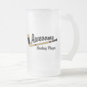 Caneca De Cerveja Vidro Jateado Jogador de hóquei impressionante